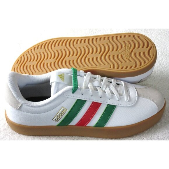 Adidas Men\'s VL Court 3.0 Skate Casual Shoes White Red Green Sizes NIB main image 5